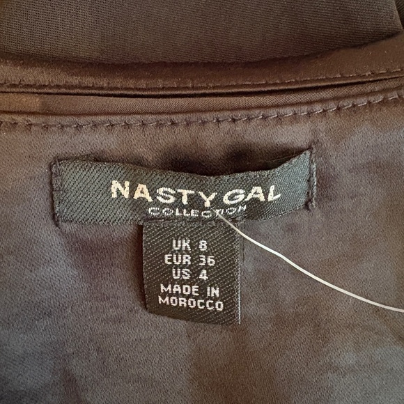 NWT Nasty Gal Satin Skirt High Low Black Size 4 Asymmetric - Picture 6 of 14